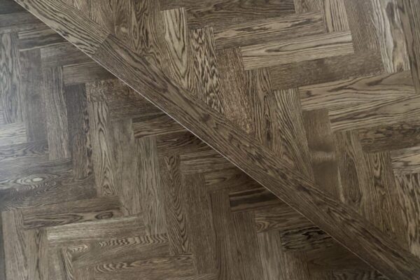 Herringbone hardwood floor installation, staining and finishing LUKS Construction Seattle, Bellevue, Redmond, Mercer Island, Sammamish, Issaquah