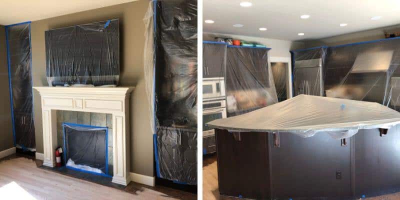 Rooms prepared to hardwood refinishing. LUKS CONSTRUCTION